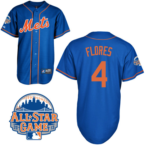 Wilmer Flores #4 MLB Jersey-New York Mets Men's Authentic All Star Blue Home Baseball Jersey
